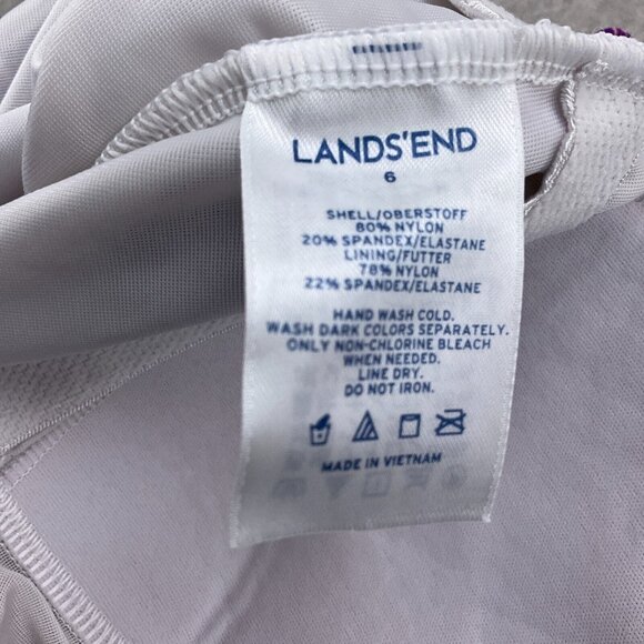 Lands End Tankini Top Women 6 Blue Purple Floral Paisely Layered Bra Wide Strap - Picture 5 of 7